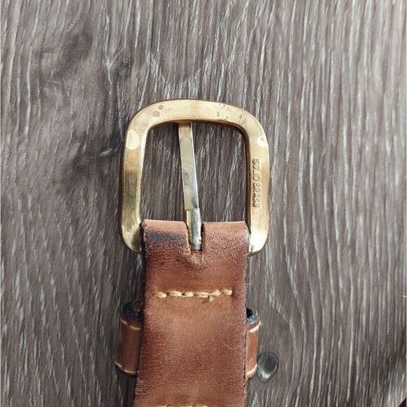 Zeppelin USA Made Leather on Canvas Fishing Hook Belt Solid Brass Buckle 38 - Picture 7 of 9